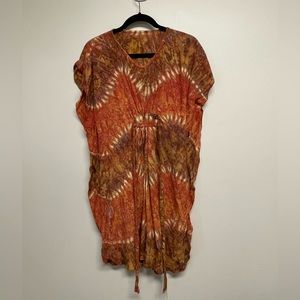 60s Hippie Orange Tie-Dye Dress